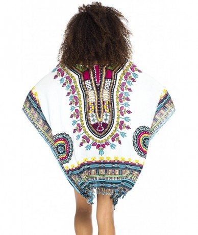 Cover-Ups Womens Short Swimsuit Beach Cover Up Sequins African Patterns - White - CV17WXKTHYM $59.58