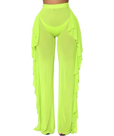 Sets Women's Sexy Perspective Sheer Mesh Pants See Through Bikini Bottom Cover up Party Clubwear Pants - D-green - CR196MCNSK...