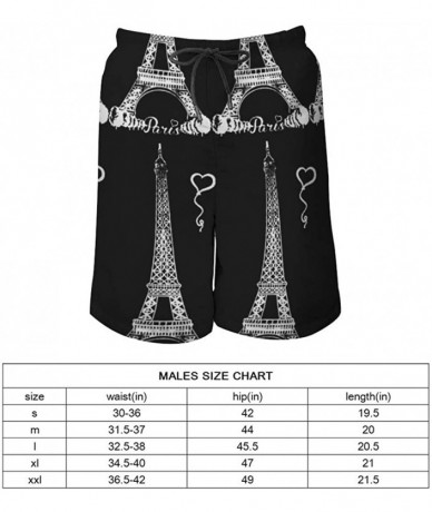 Board Shorts Men Quick Dry Swim Trunks Breathable Beach Board Shorts with Mesh Lining - Paris Eiffel Tower - CY199SCM2EH $62.45