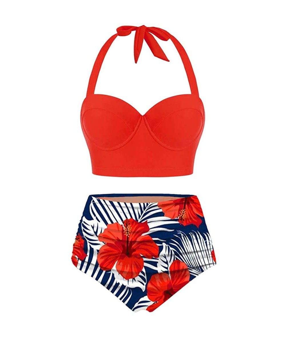 Sets Women Corrugated Pleated Tube Up One Pieces Bikini Swimwear Set Beachwear - Orange - CP196SA7AYC $24.56