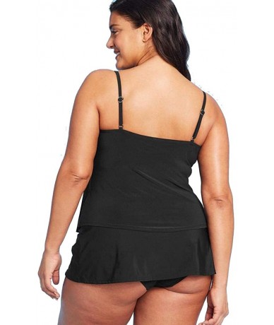 Tops Women's Tiered Tankini Top - Black - CU19D30KETL $51.61