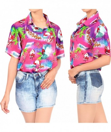 Cover-Ups Women's Hawaiian Blouse Shirt Button Down Aloha Party Shirt 3D Printed - Pink_aa98 - CM18I9I7Z0E $30.46