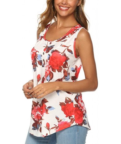 Cover-Ups Women's V-Neck Short Sleeve Floral Printed Tops Blouse Gauffer Button Loose Tunic Shirt - White01 - C318T9AYU6C $29.09