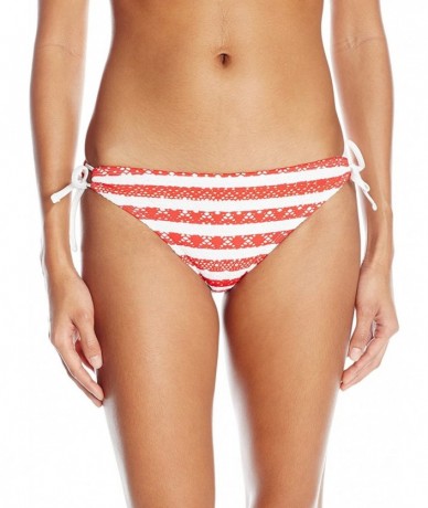 Bottoms Junior's Classic Star Printed Crochet Americana Side Tie Bikini Bottom - Multi - CN127BOIS0D $20.74