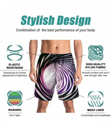 Board Shorts Men Swim Trunks Drawstring Elastic Waist Quick Dry Beach Shorts with Mesh Lining Swimwear Bathing Suits - Swirl ...