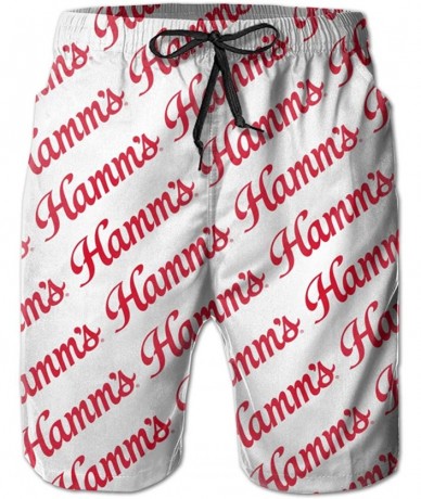 Board Shorts Hamm's Beer Men's Beach Board Shorts Quick Dry Swim Truck Shorts - White - CL18SK3RWH3 $65.33