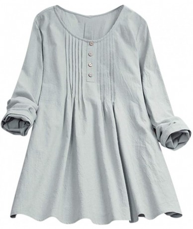 Racing Women Loose Shirt- Short Sleeve Shirt Cotton Linen Plus Size Tunic - Z7-green - C118W8XOXCY $33.29