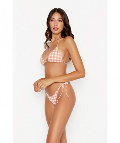 Bottoms Adjustable Tie Sides Cheeky Coverage Ritual Bikini Bottom - Amore Rosa - C718O9DQE6Y $42.93