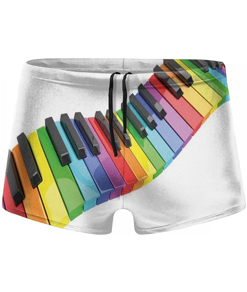 Board Shorts Men's Music Vibrant Colored Piano Keyboard Wave Musician Arts Swimsuits Quick Dry Boxer Shorts - Black - C218W7O...