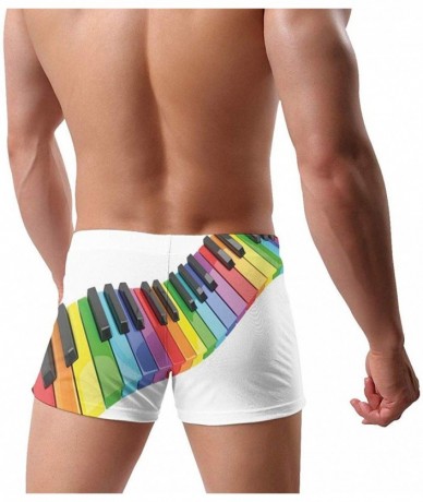 Board Shorts Men's Music Vibrant Colored Piano Keyboard Wave Musician Arts Swimsuits Quick Dry Boxer Shorts - Black - C218W7O...