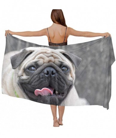 Cover-Ups Women Fashion Shawl Wrap Summer Vacation Beach Towels Swimsuit Cover Up - Funny Pug Dog - CQ190HK0DR9 $45.21