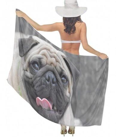 Cover-Ups Women Fashion Shawl Wrap Summer Vacation Beach Towels Swimsuit Cover Up - Funny Pug Dog - CQ190HK0DR9 $45.21