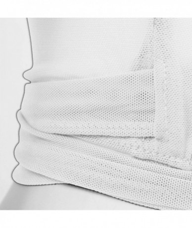 Rash Guards Women's Deep V Neck Long Sleeve Mesh Sheer Bandage Cross Front Wrap Crop Tops - White - C819DI077CH $28.85