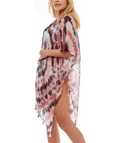 Cover-Ups Women's Tie Dye Summer Bathing Suit Cover Up Water Color Bikini Kimono Cardigan Beachwear Dress. Tie Dye Black - CA...