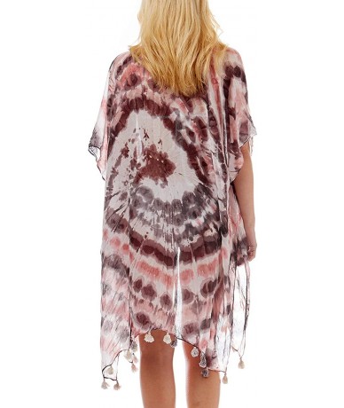 Cover-Ups Women's Tie Dye Summer Bathing Suit Cover Up Water Color Bikini Kimono Cardigan Beachwear Dress. Tie Dye Black - CA...