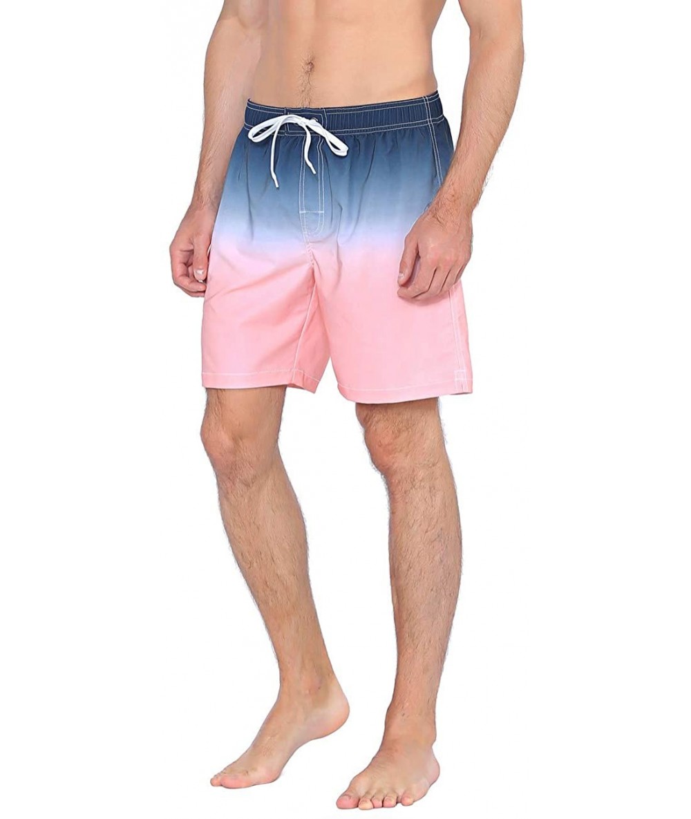 Trunks Men's Swim Trunks Classical Volley Board Shorts Colorful Pattern with Mesh Lining - Blue&pink-247 - CN18U6E0D2U $36.34