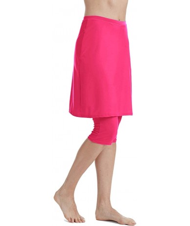 Bottoms Swim Skirt with Leggings Women UV Protection Skirted Swimming Leggings Pants - Red - CV183RY3LTK $55.51