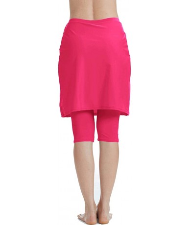 Bottoms Swim Skirt with Leggings Women UV Protection Skirted Swimming Leggings Pants - Red - CV183RY3LTK $55.51