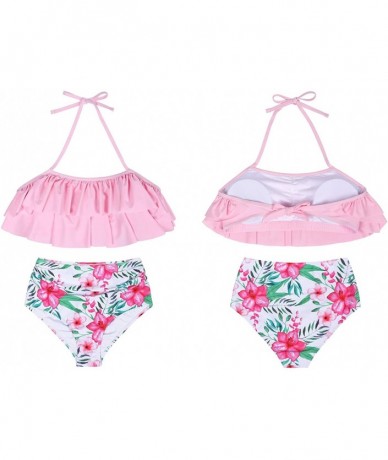 Sets Mother and Daughter Swimwear Family Matching Swimsuit Mamy and Me Two Pieces High Waist Falbala Bikini Sets Pink 0340 - ...