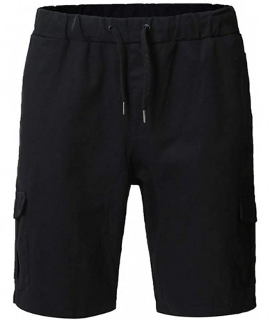 Trunks Beach Pants Fitness Slacks Solid Trunks Shorts - Black - CP199RZNW56 $42.08