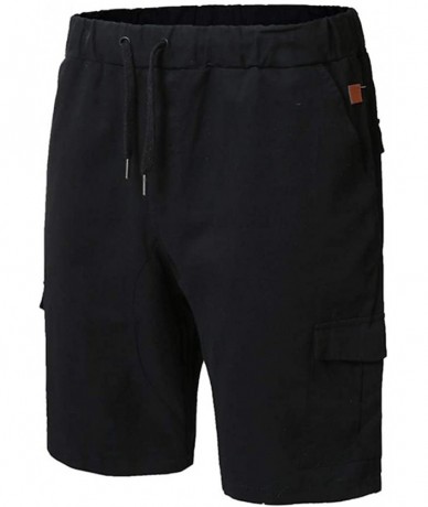 Trunks Beach Pants Fitness Slacks Solid Trunks Shorts - Black - CP199RZNW56 $42.08