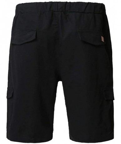 Trunks Beach Pants Fitness Slacks Solid Trunks Shorts - Black - CP199RZNW56 $42.08