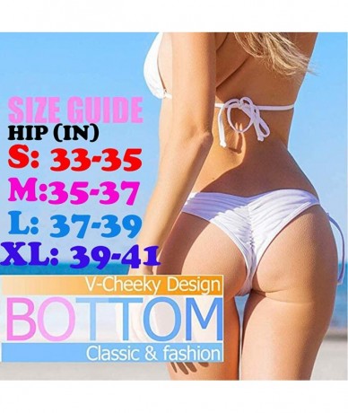 Tankinis Women's Sexy Low Cut Bikini Bottom Tie Sides Thongs Cheeky Booty T-Back Ladies Swimsuit - Blue - CX183KX7SCW $23.86