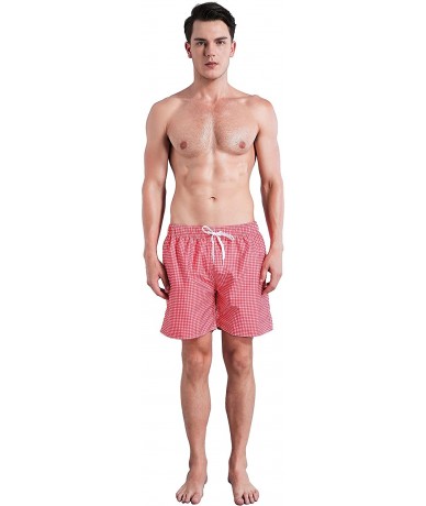 Briefs Men's Swim Trunk - Plaid Red - CP184KI76Q4 $26.93