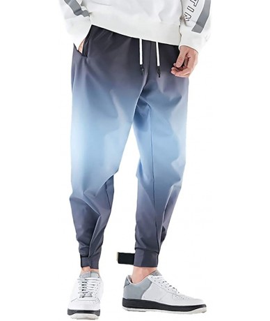 Rash Guards Men's Cargo Pants 2019 New Casual Relaxed Fit Gradient Lightweight Joggers Ankle Length Pants - Blue - CR18ZGG449...