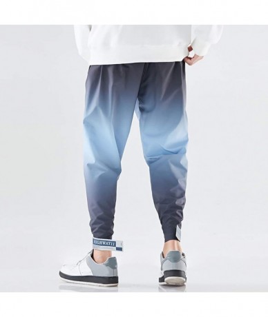 Rash Guards Men's Cargo Pants 2019 New Casual Relaxed Fit Gradient Lightweight Joggers Ankle Length Pants - Blue - CR18ZGG449...