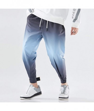 Rash Guards Men's Cargo Pants 2019 New Casual Relaxed Fit Gradient Lightweight Joggers Ankle Length Pants - Blue - CR18ZGG449...