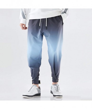 Rash Guards Men's Cargo Pants 2019 New Casual Relaxed Fit Gradient Lightweight Joggers Ankle Length Pants - Blue - CR18ZGG449...