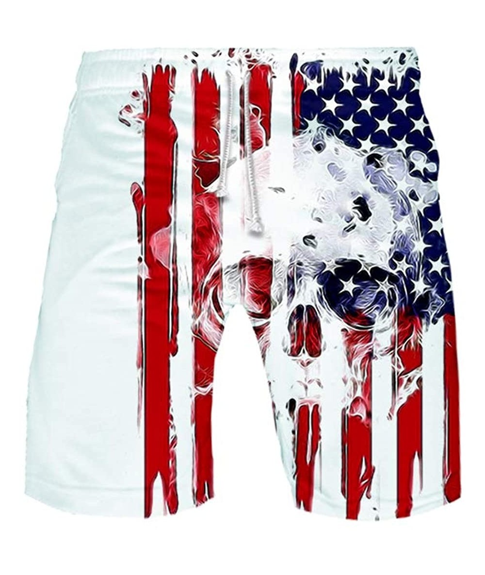 Board Shorts Men USA Flag Swim Trunks 3D Printed Surfing Beach Board Shorts - Flag-02 - CE18UR60NGT $39.71