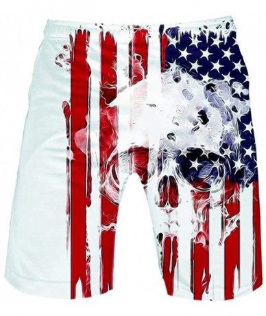 Board Shorts Men USA Flag Swim Trunks 3D Printed Surfing Beach Board Shorts - Flag-02 - CE18UR60NGT $39.71