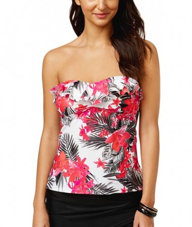 Tankinis Women's Montage Gardens Convertible Tankini Top - Black / Magenta - C718327GMQG $38.88