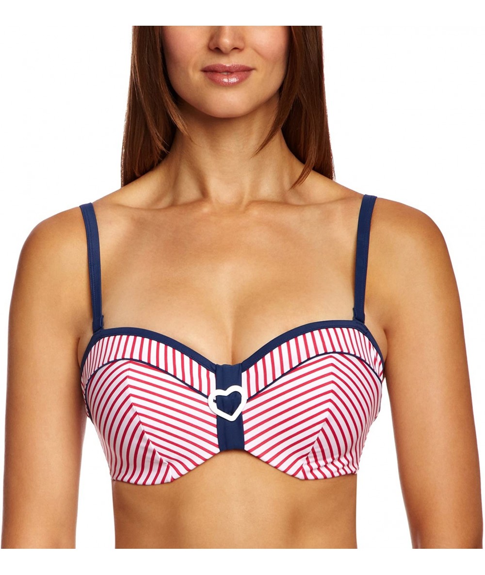 Tops Lucille Bandeau Bikini Top CW0063 Strawberry - Strawberry White - CV110U67P6D $80.05