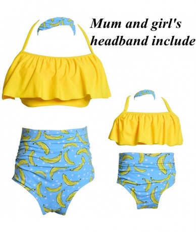 Sets Mommy and Me Matching Family Swimsuit Ruffle Women Swimwear Kids Children Toddler Bikini Bathing Suit Beachwear Sets - Y...