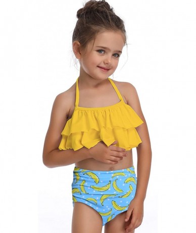 Sets Mommy and Me Matching Family Swimsuit Ruffle Women Swimwear Kids Children Toddler Bikini Bathing Suit Beachwear Sets - Y...