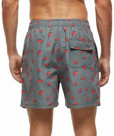 Racing Men's Swim Trunks Quick Dry Shorts with Pockets - Watermelon/Grey - C0199S5R3L3 $34.34