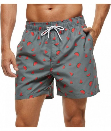 Racing Men's Swim Trunks Quick Dry Shorts with Pockets - Watermelon/Grey - C0199S5R3L3 $34.34