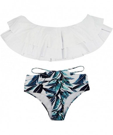 Sets Women's Off Shoulder Flounce Bikini Swimsuit - White - C5182GXGNEQ $39.97