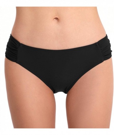 Tankinis Women's Ruched Bikini Bottom Triangle Swim Shorts Swimsuit Tankini Briefs - Black - CA18R67IEMS $30.22