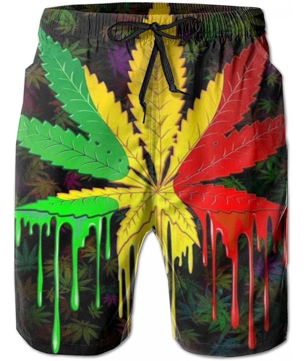 Board Shorts Ice Hot Wolf Mens Casual Boardshort Quick Dry Swimming Shorts - Awesome Pot Leaf - CZ197HAAW37 $56.01