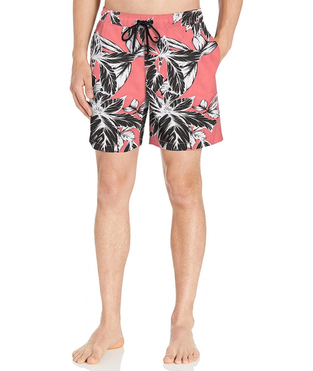 Trunks Men's 7" Inseam Swim Trunk - Pink Large Floral - C118KZ9XYKE $18.83