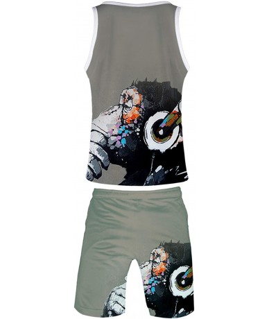 Board Shorts Novelty Gorilla Vest & Shorts Set Summer Men Tank Tops Boardshorts Apes Shirts Animial Print Boardshorts - G - C...