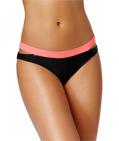 Tankinis Women's Colorblocked Cutout Hipster Bikini Bottoms - Black/Pink - CR180HLZ9EO $31.73