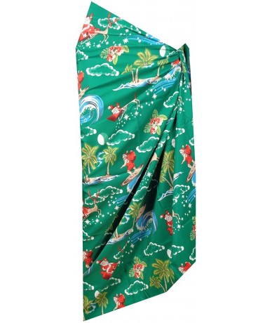 Cover-Ups Sarong Wraps for Women Mens Christmas Santa Claus Party Swimsuit Plus Size Pareo Holiday Beach - Green - C4189RMN5R...