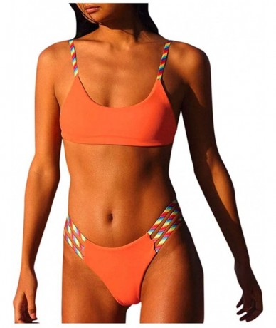 Sets 2020 Sale Womens Bikini Sets- Low Waist Brazilian Two Piece Swimwear Halter Swimsuit Solid Beach Bathing Suits - CC19683...