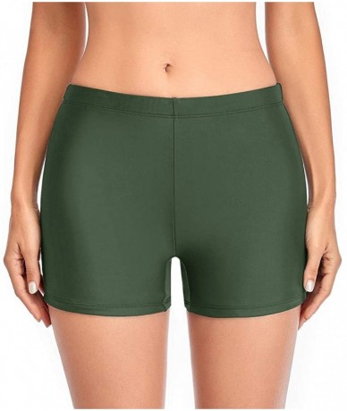 Tankinis Women Swim Shorts Board Shorts Swim Bottom Solid Swimwear Briefs - Army Green - C919CS4KZN4 $28.48