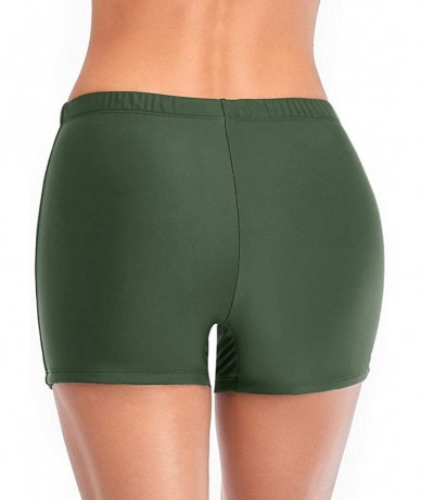 Tankinis Women Swim Shorts Board Shorts Swim Bottom Solid Swimwear Briefs - Army Green - C919CS4KZN4 $28.48